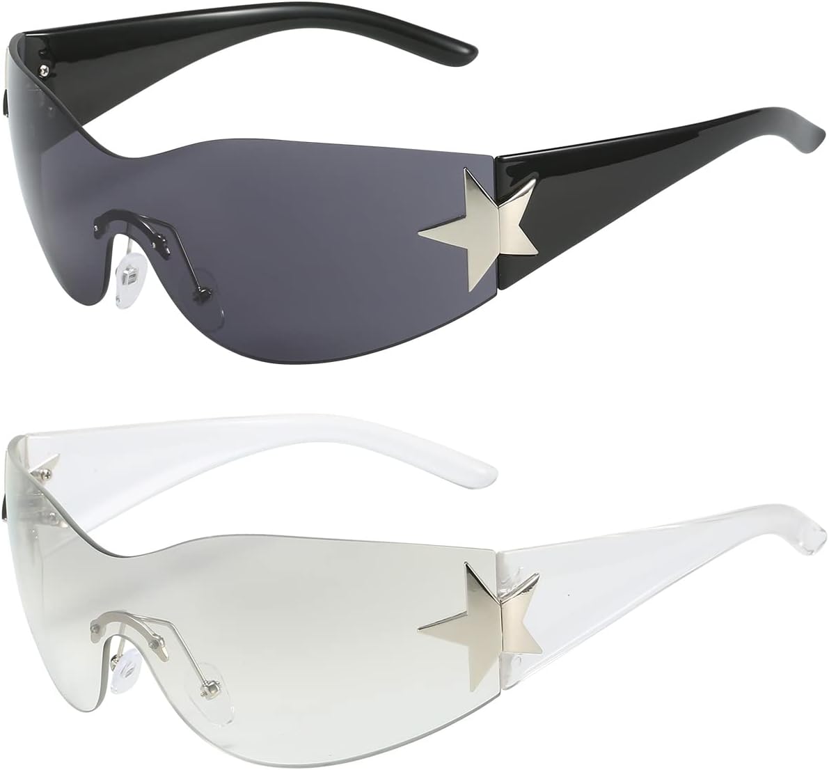 Dollger Trendy Y2K Sunglasses Women Men Wrap Around Rimless Sunglasses Cyber Y2k Fashion 2000 Glasses Shield - Image 10