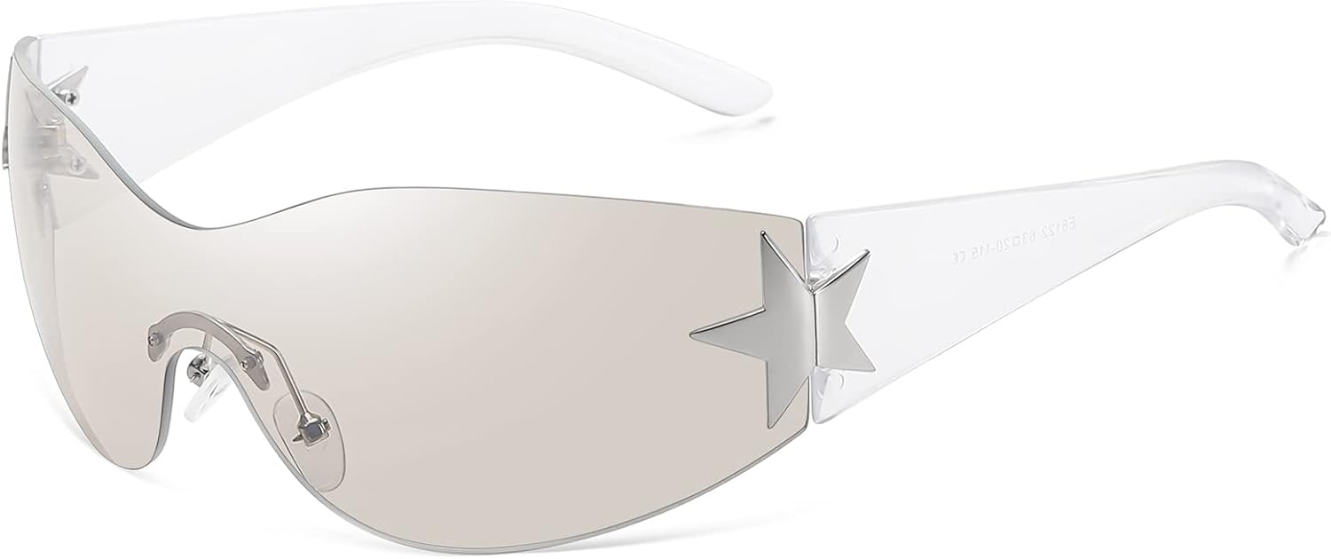 Eiuizah Y2k Sunglasses for Women Men Shield Wrap Around Fashion Sunglasses Trendy Oversized Frameless Sun Glasses - Image 11