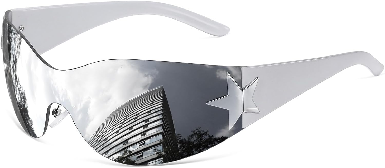 Eiuizah Y2k Sunglasses for Women Men Shield Wrap Around Fashion Sunglasses Trendy Oversized Frameless Sun Glasses - Image 13