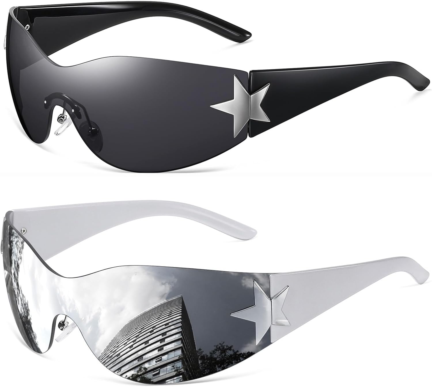 Eiuizah Y2k Sunglasses for Women Men Shield Wrap Around Fashion Sunglasses Trendy Oversized Frameless Sun Glasses - Image 7