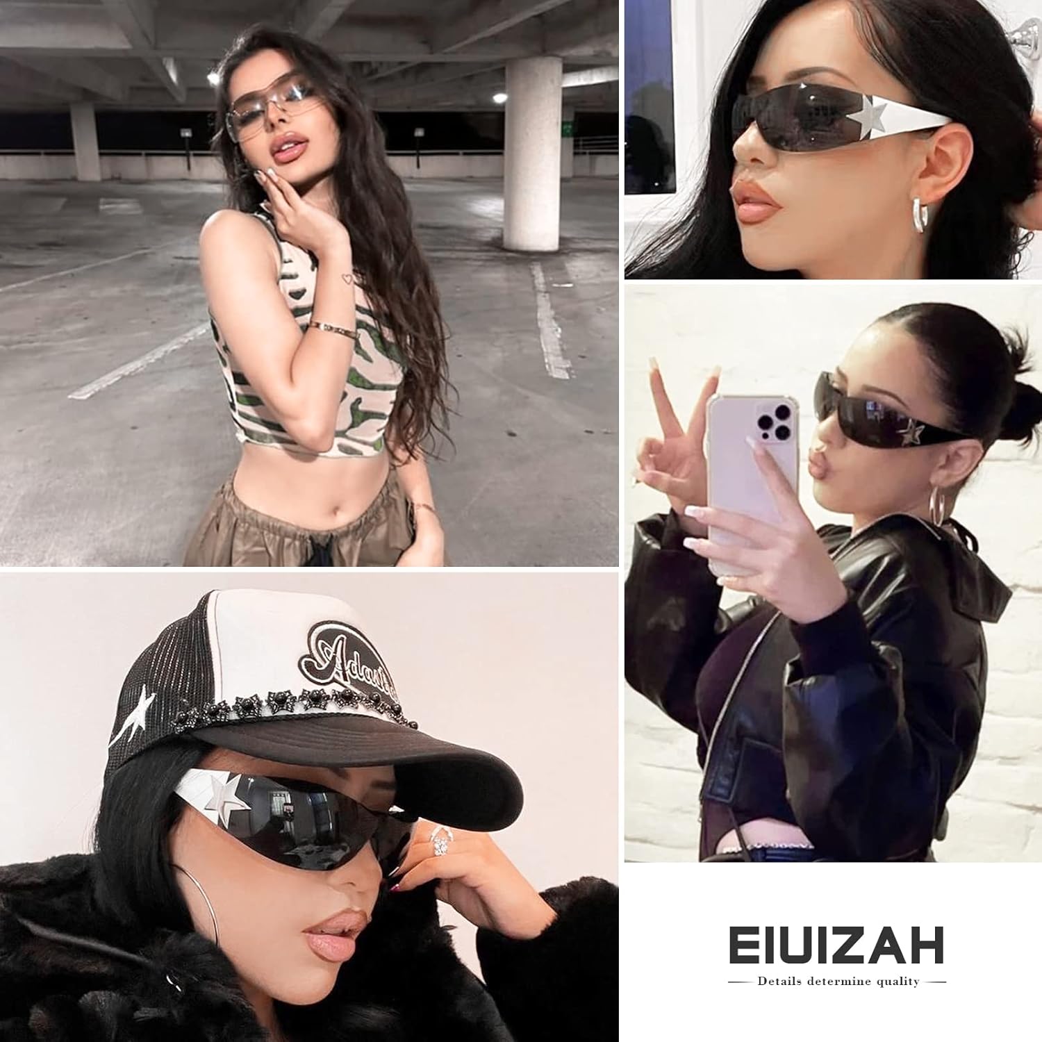 Eiuizah Y2k Sunglasses for Women Men Shield Wrap Around Fashion Sunglasses Trendy Oversized Frameless Sun Glasses - Image 6