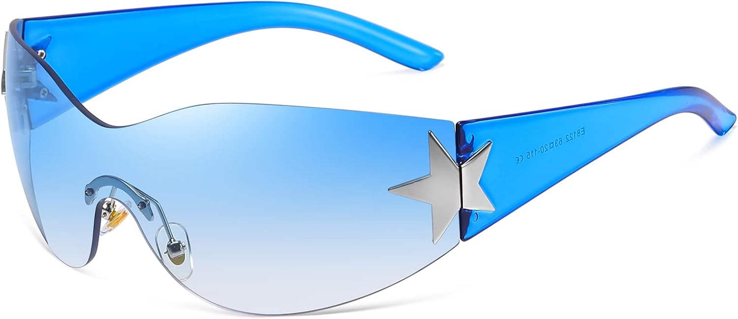 Eiuizah Y2k Sunglasses for Women Men Shield Wrap Around Fashion Sunglasses Trendy Oversized Frameless Sun Glasses - Image 9