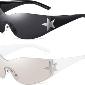 Eiuizah Y2k Sunglasses for Women Men Shield Wrap Around Fashion Sunglasses Trendy Oversized Frameless Sun Glasses