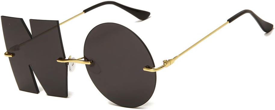 ENTHYI Letter NO Party Rimless Irregular Design Sunglasses For Men\/Women UV400 Streetwear Eyewears