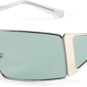 FancyPink Y2K Sunglasses for Women- Retro Rectangular Wrap Around Glasses -2000S Non-polarized Sun Glasses Metal Shades
