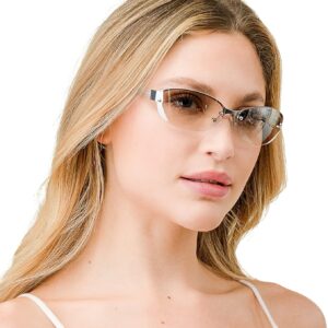 FBL Semi-Rimless Clear Smoke Tinted Eyeglasses Wrap Sunglasses A216