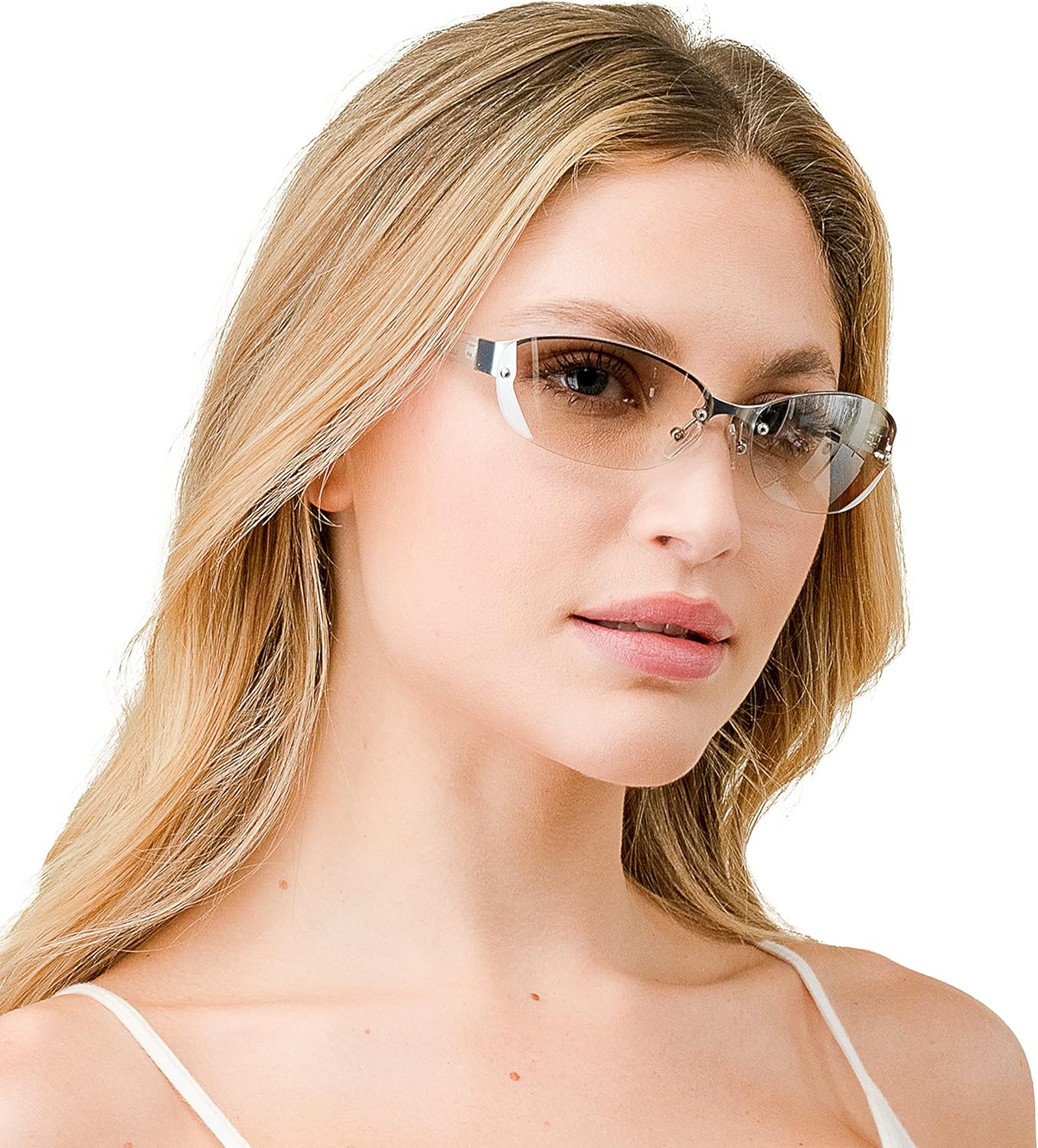 FBL Semi-Rimless Clear Smoke Tinted Eyeglasses Wrap Sunglasses A216