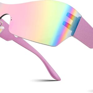 FEISEDY Fashion Rimless Futuristic Wrap Around Sunglasses Women Men punk Visor Sunglasses B2329