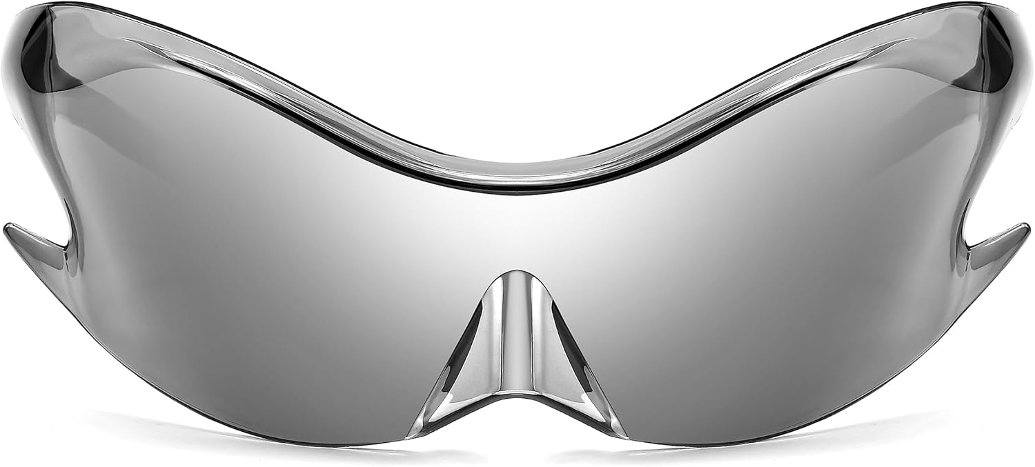 FEISEDY Futuristic Sunglasses, Fashion Alien Y2K Wrap Around for Women Men B4135 - Image 2
