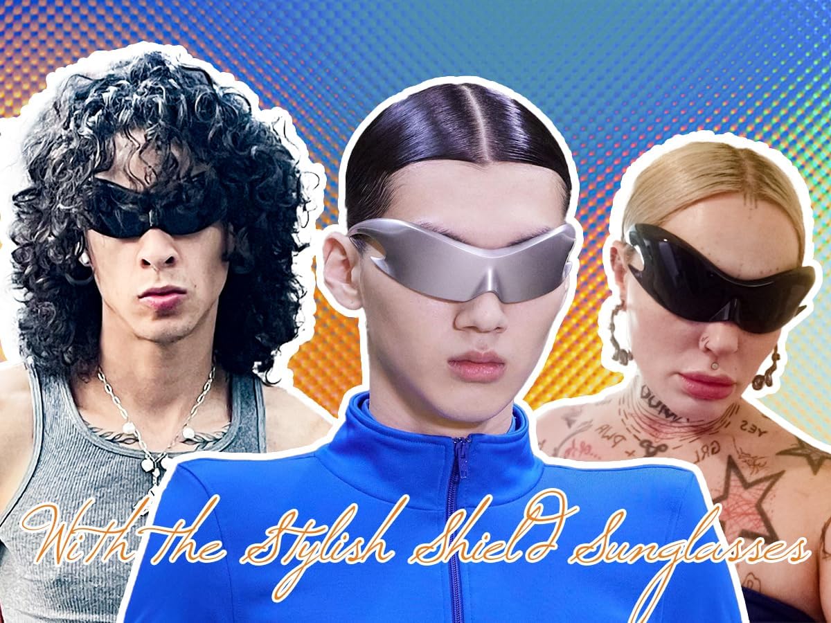 FEISEDY Futuristic Sunglasses, Fashion Alien Y2K Wrap Around for Women Men B4135 - Image 3