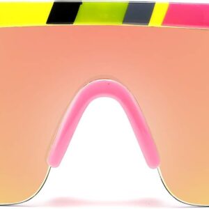 FEISEDY Oversized Mirror Shield Sport 80s Sunglasses Ski Goggles Flat Top One Piece Futuristic Visor Women Men B2522