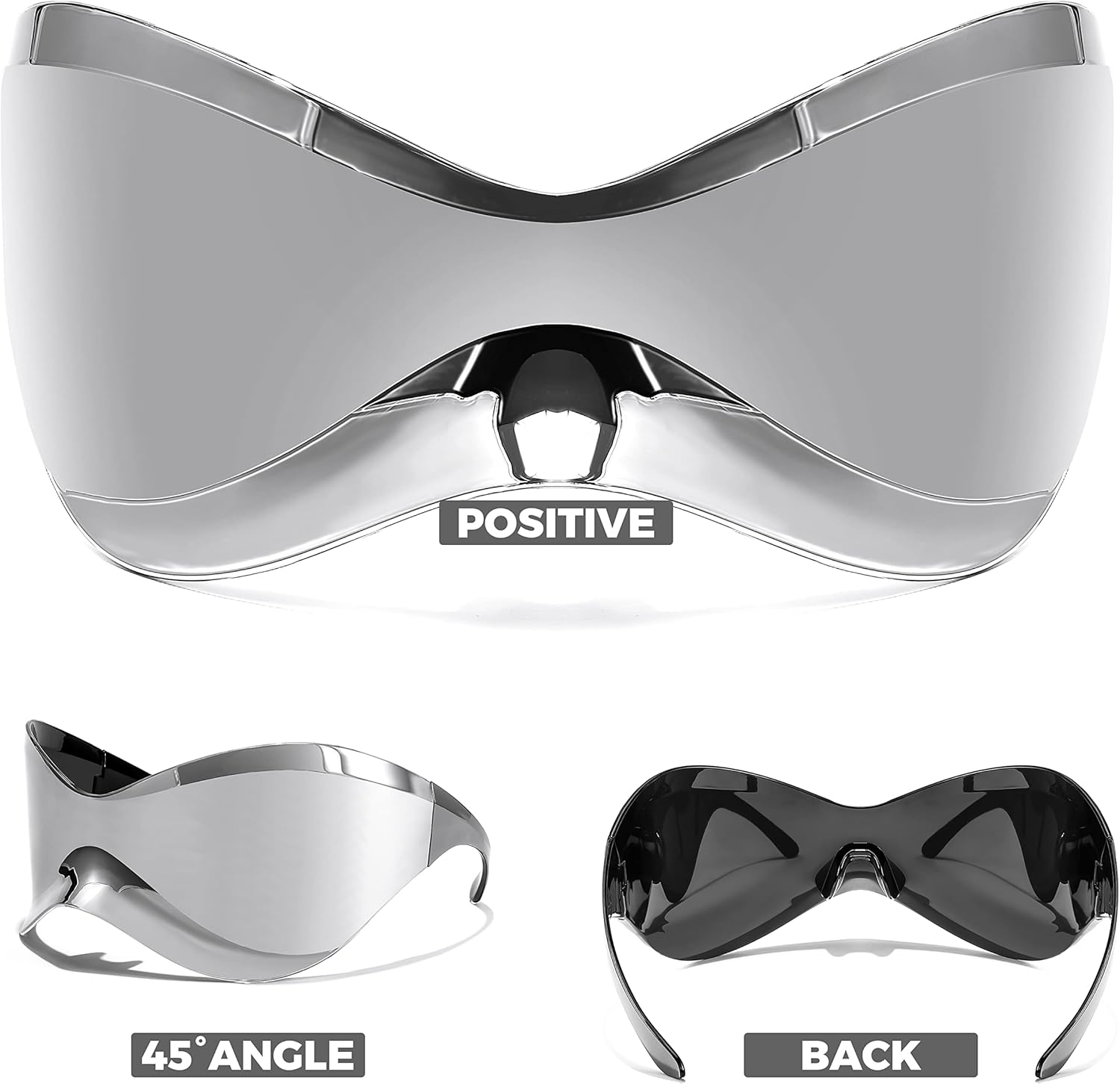 FEISEDY Oversized Shield Futuristic Sunglasses for Women Men Alien Fashion Y2K Wrap Around Visor Sun Glasses Shades B9101 - Image 2