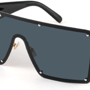 FEISEDY Oversized Square Sunglasses for Women Men Flat Top Shield Sunglasses One Piece Frameless Shades B2767