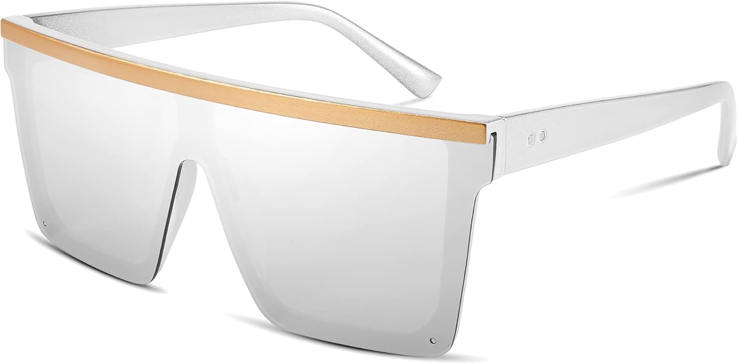 FEISEDY Oversized Sunglasses Mens Womens Flat Top Square Trendy Visor Shades UV400 B2470 - Image 11