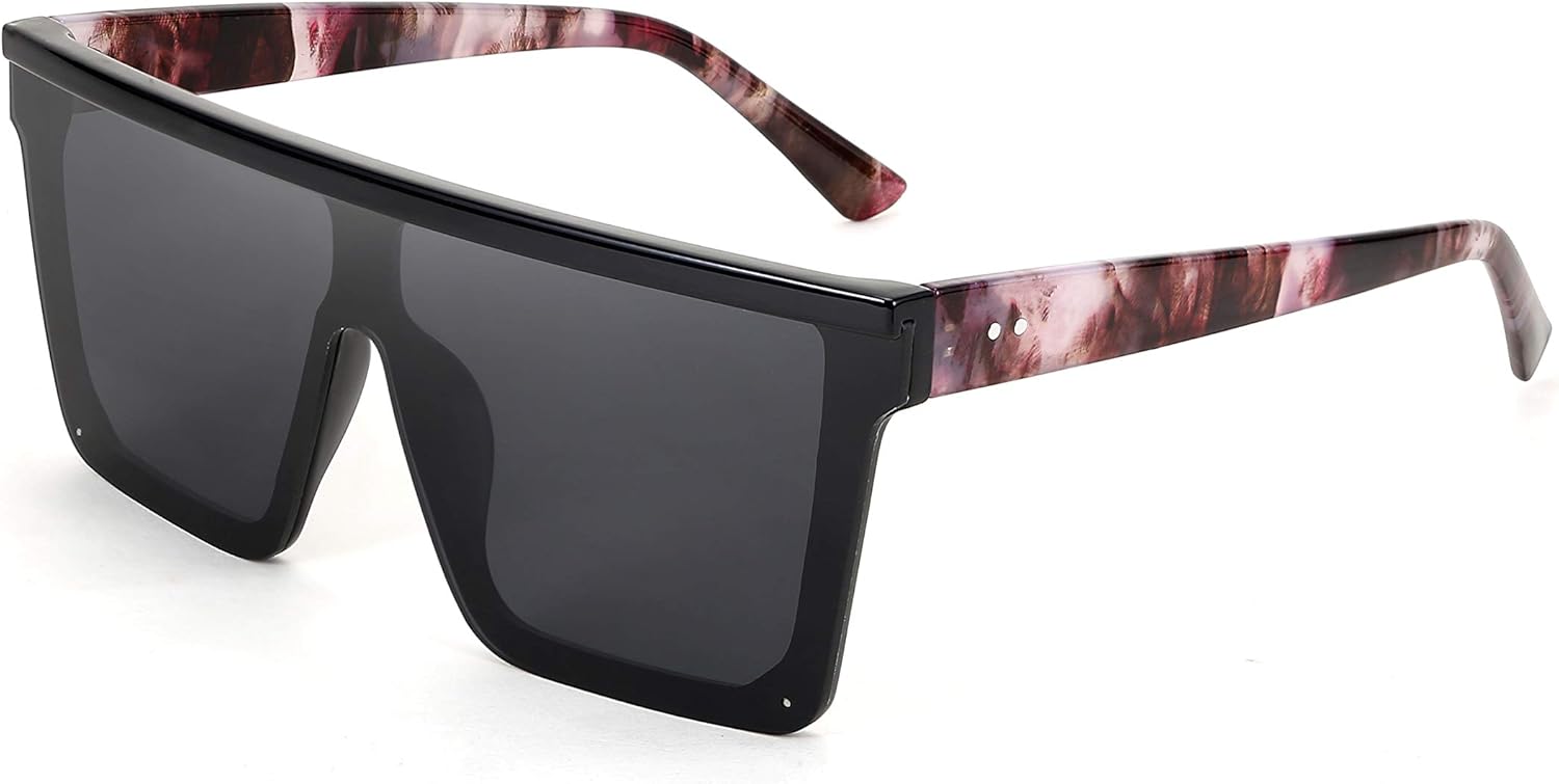 FEISEDY Oversized Sunglasses Mens Womens Flat Top Square Trendy Visor Shades UV400 B2470 - Image 10