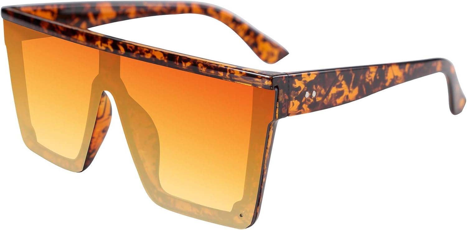 FEISEDY Oversized Sunglasses Mens Womens Flat Top Square Trendy Visor Shades UV400 B2470 - Image 21