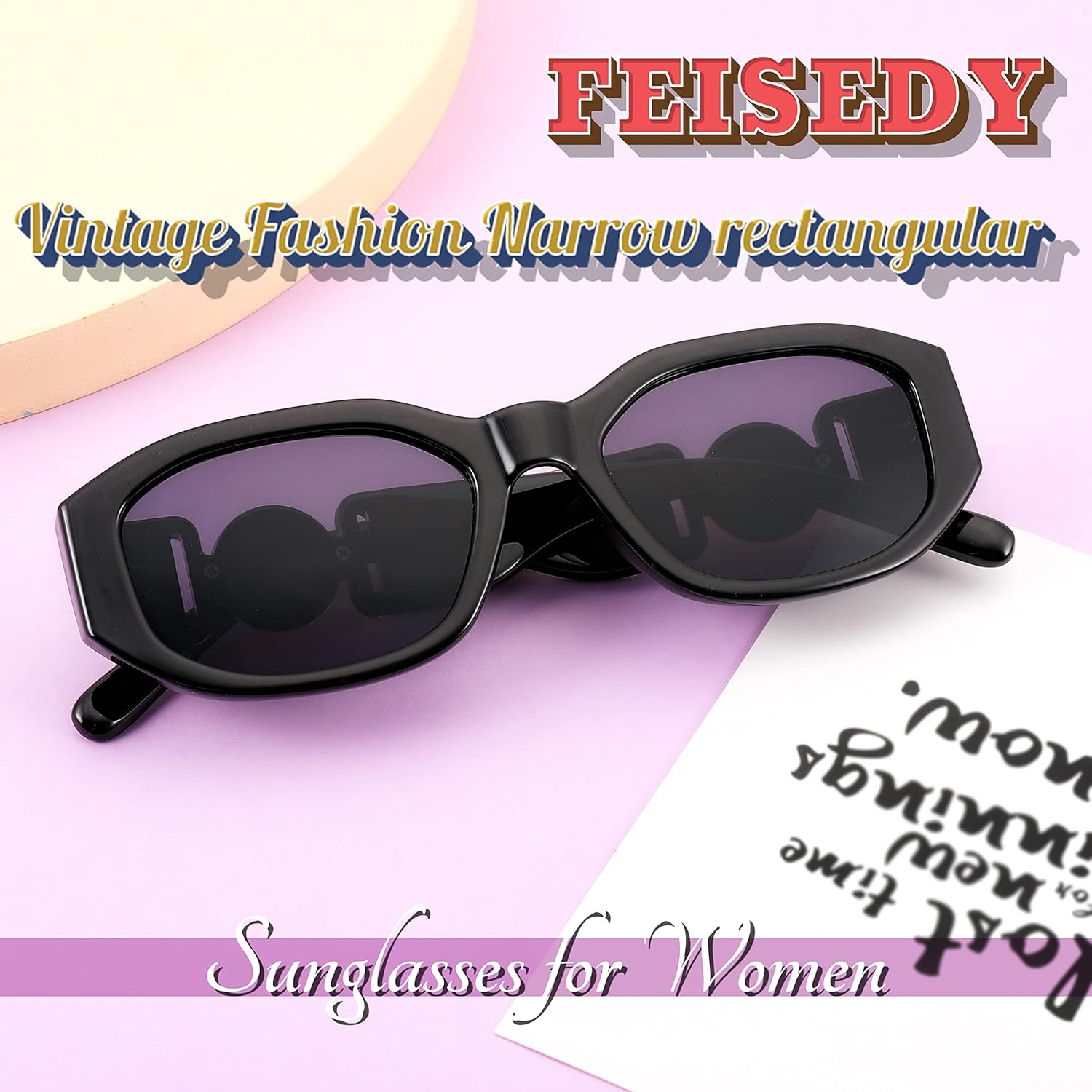 FEISEDY Retro Trendy Rectangle Sunglasses Women Men Vintage 90s Small Narrow Square Sunglasses B2322 - Image 7