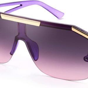 FEISEDY Square Oversized Sunglasses for Men Women, Flat Top Shield One Piece Lens Sun Glasses Shades B2765