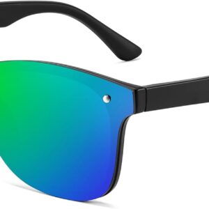 FEISEDY Trendy Rimless Mirrored One Piece Lens Sunglasses Reflective Sun Glasses B4155