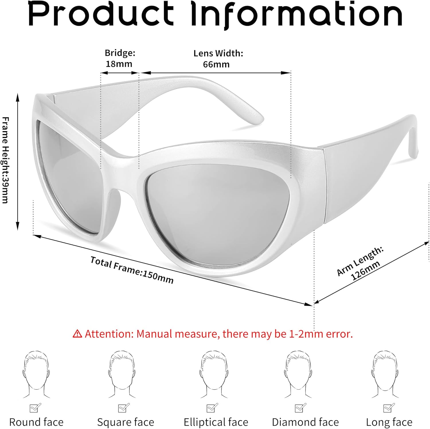 FEISEDY Trendy Y2k Sunglasses Women Men Oversized Shield Sunglasses Fashion Wrap Around Futuristic Glasses B2359 - Image 7