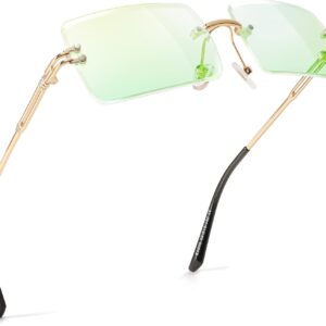 FEISEDY Vintage Rimless Sunglasses Rectangle Frameless Candy Color Glasses Women Men B2642