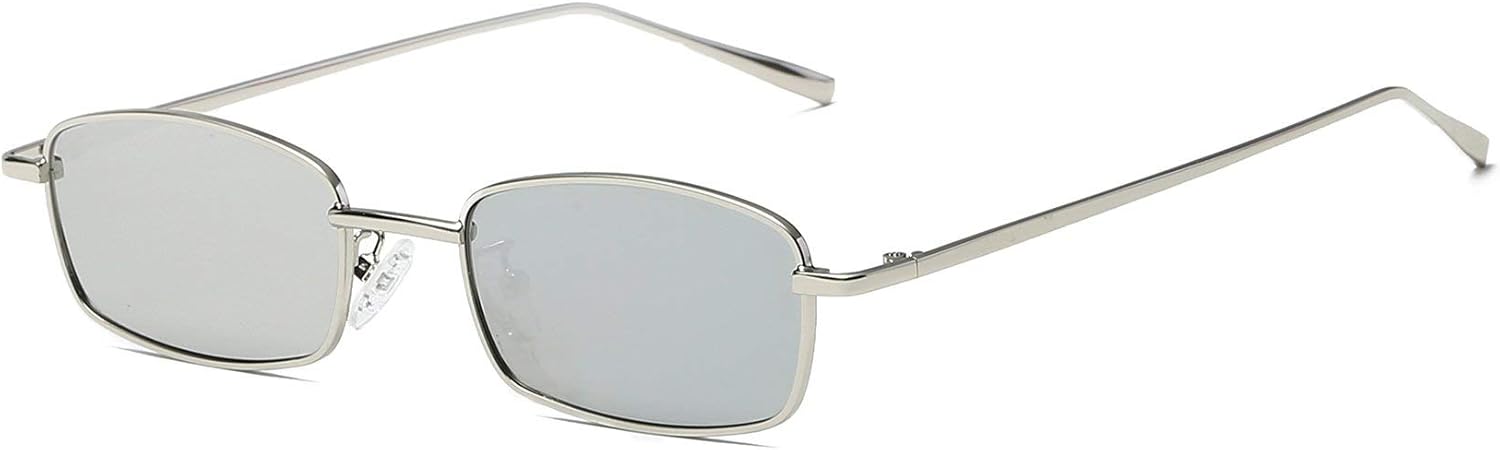 FEISEDY Vintage Small Rectangle Sunglasses Women Men Retro Trendy Square Metal Frame Sun Glasses B2295