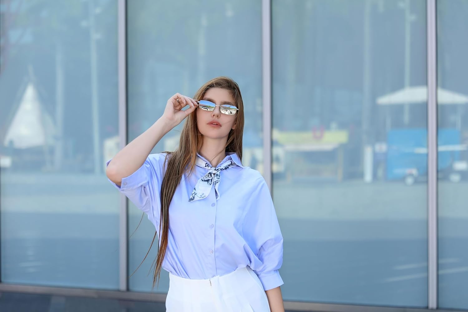 FEISEDY Vintage Small Rectangle Sunglasses Women Men Retro Trendy Square Metal Frame Sun Glasses B2295 - Image 2