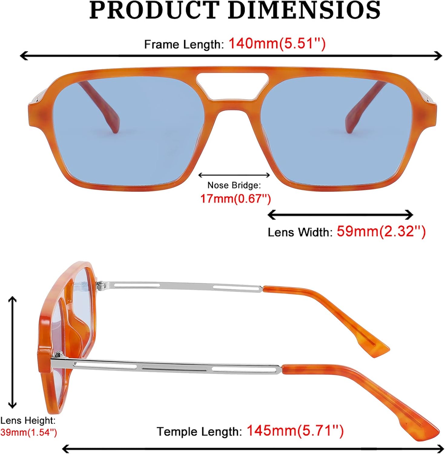 FEISEDY Vintage Square 70s Flat Aviator Sunglasses Women Men Metal Design Shades B2752 - Image 7