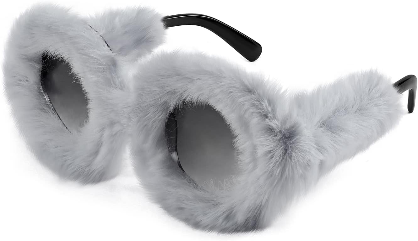 FEISEDY Women Plush Fuzzy Round Sunglasses Punk Soft Velvet Shades Ladies Handmade Party Cosplay Eyewear B2889 - Image 19