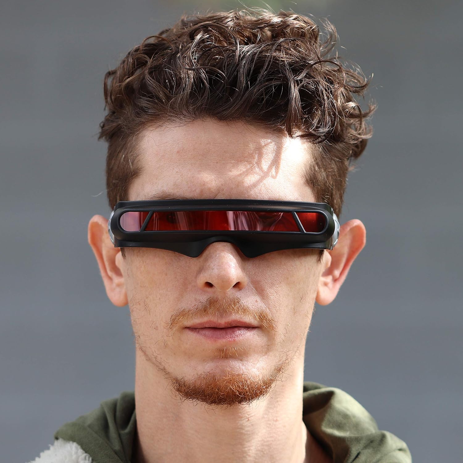 FLAWLESS EYEWEAR Futuristic Space Alien Costume Party Cyclops Shield Colored Mirror Mono Lens Wrap Sunglasses 147mm - Image 5