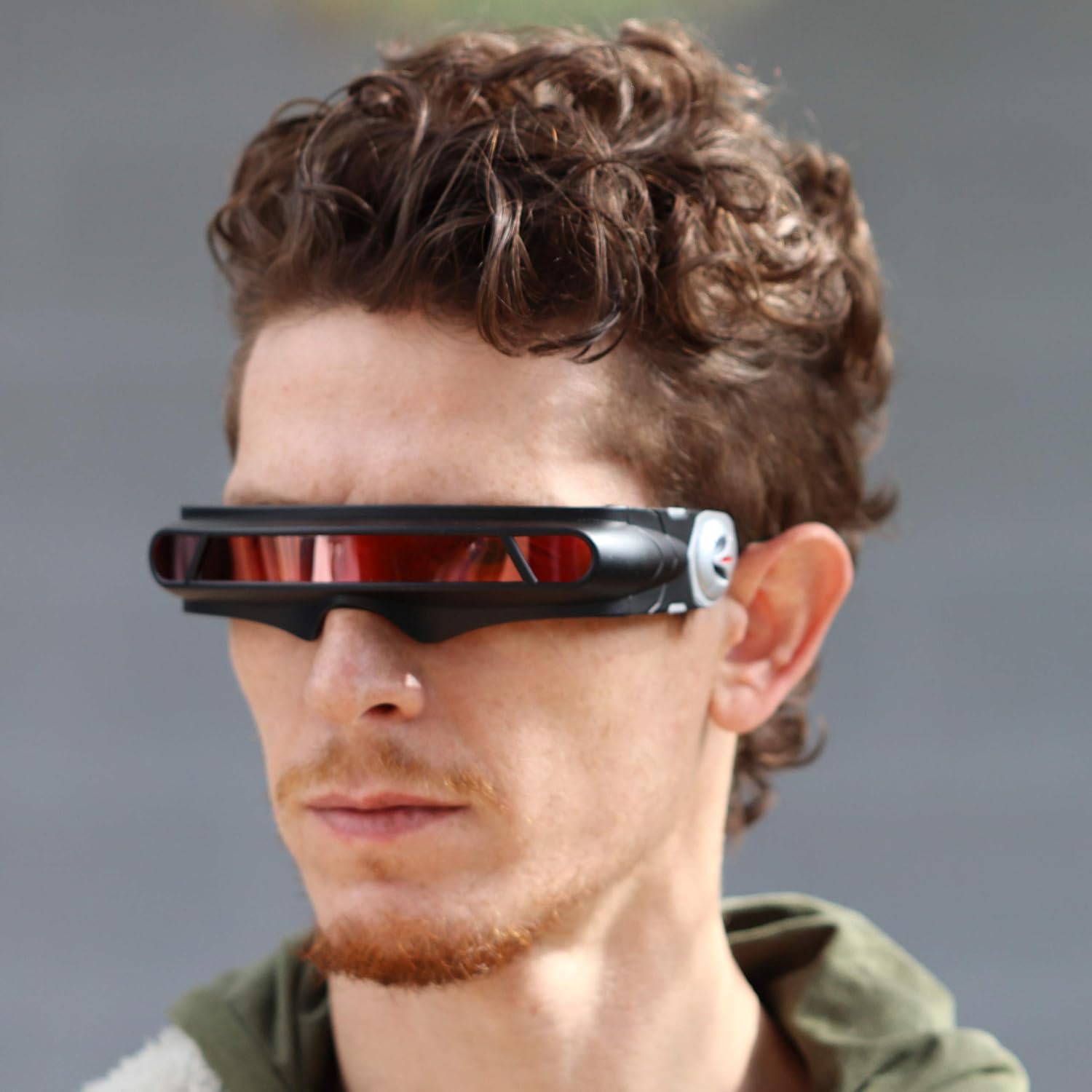 FLAWLESS EYEWEAR Futuristic Space Alien Costume Party Cyclops Shield Colored Mirror Mono Lens Wrap Sunglasses 147mm - Image 6