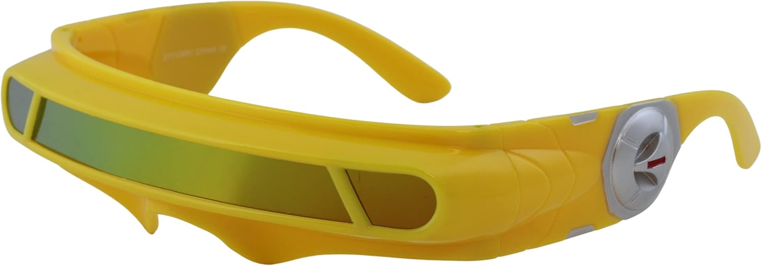 FLAWLESS EYEWEAR Futuristic Space Alien Costume Party Cyclops Shield Colored Mirror Mono Lens Wrap Sunglasses 147mm - Image 8