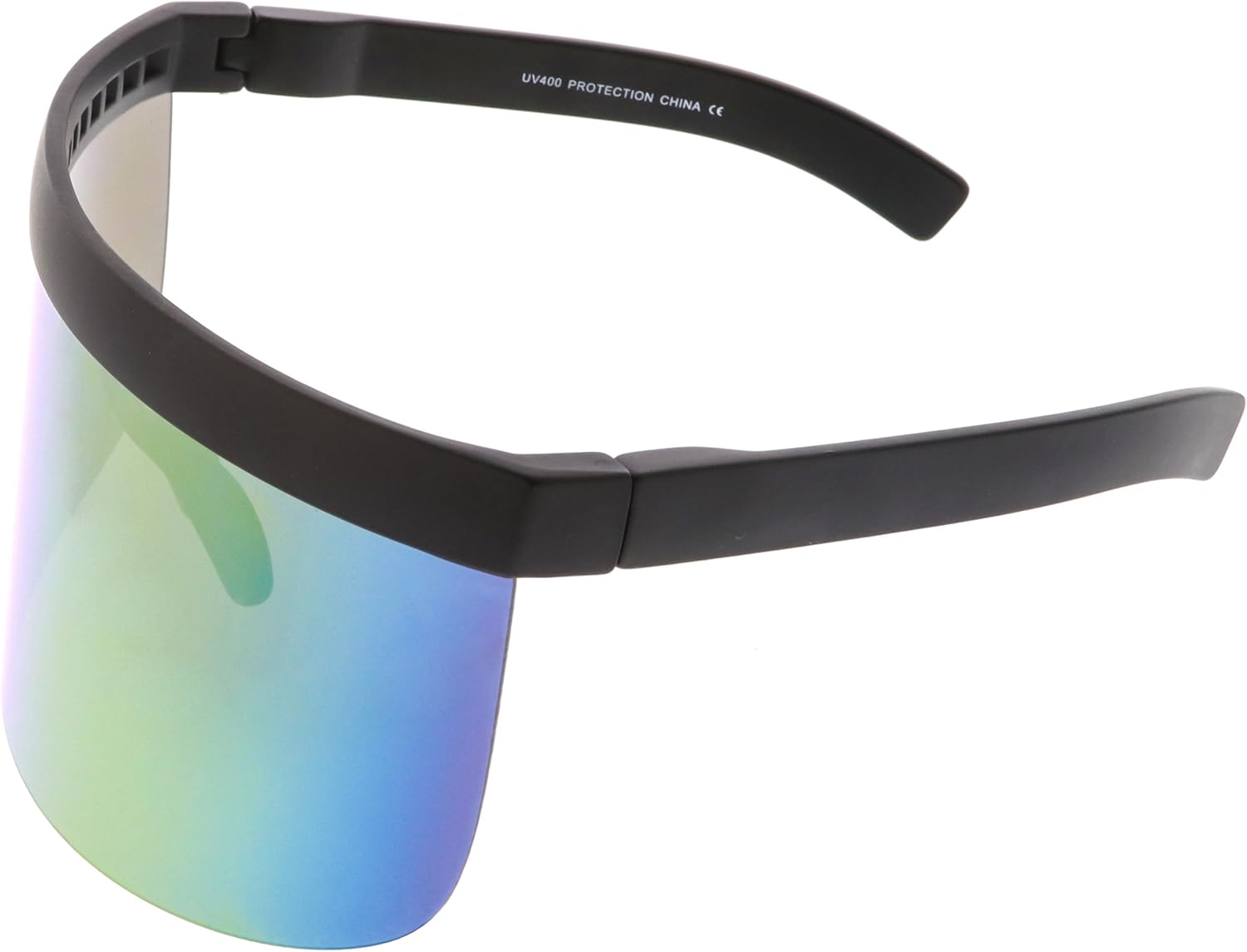 Futuristic Oversize Shield Visor Sunglasses Flat Top Mirrored Mono Lens 172mm - Image 3