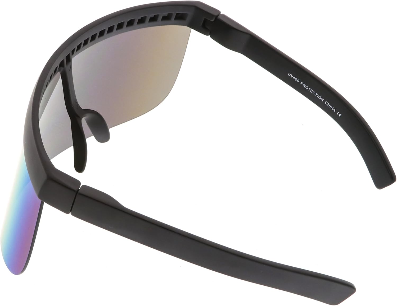 Futuristic Oversize Shield Visor Sunglasses Flat Top Mirrored Mono Lens 172mm - Image 4