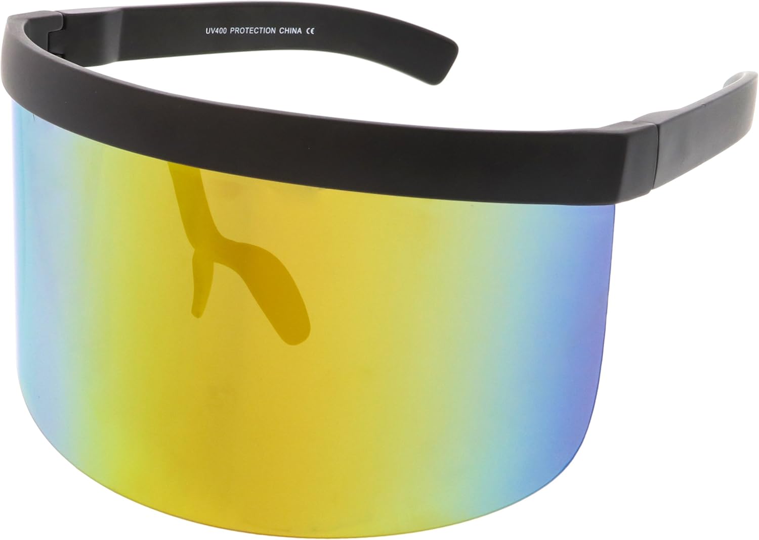 Futuristic Oversize Shield Visor Sunglasses Flat Top Mirrored Mono Lens 172mm - Image 2