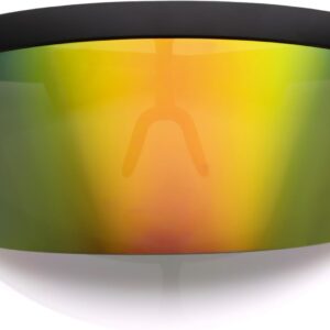 Futuristic Oversize Shield Visor Sunglasses Flat Top Mirrored Mono Lens 172mm