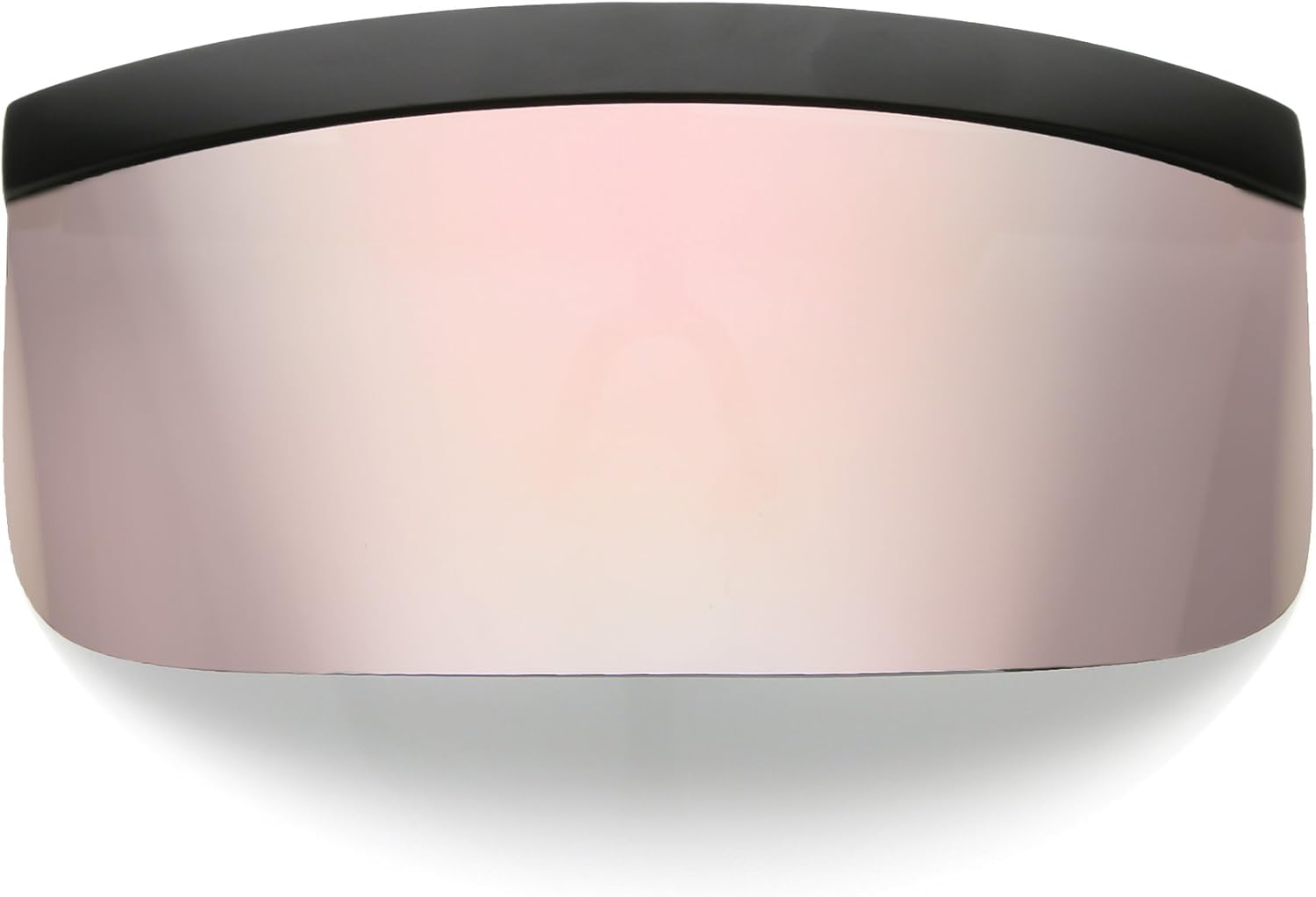 Futuristic Oversize Shield Visor Sunglasses Flat Top Mirrored Mono Lens 172mm (Pink Mirror)