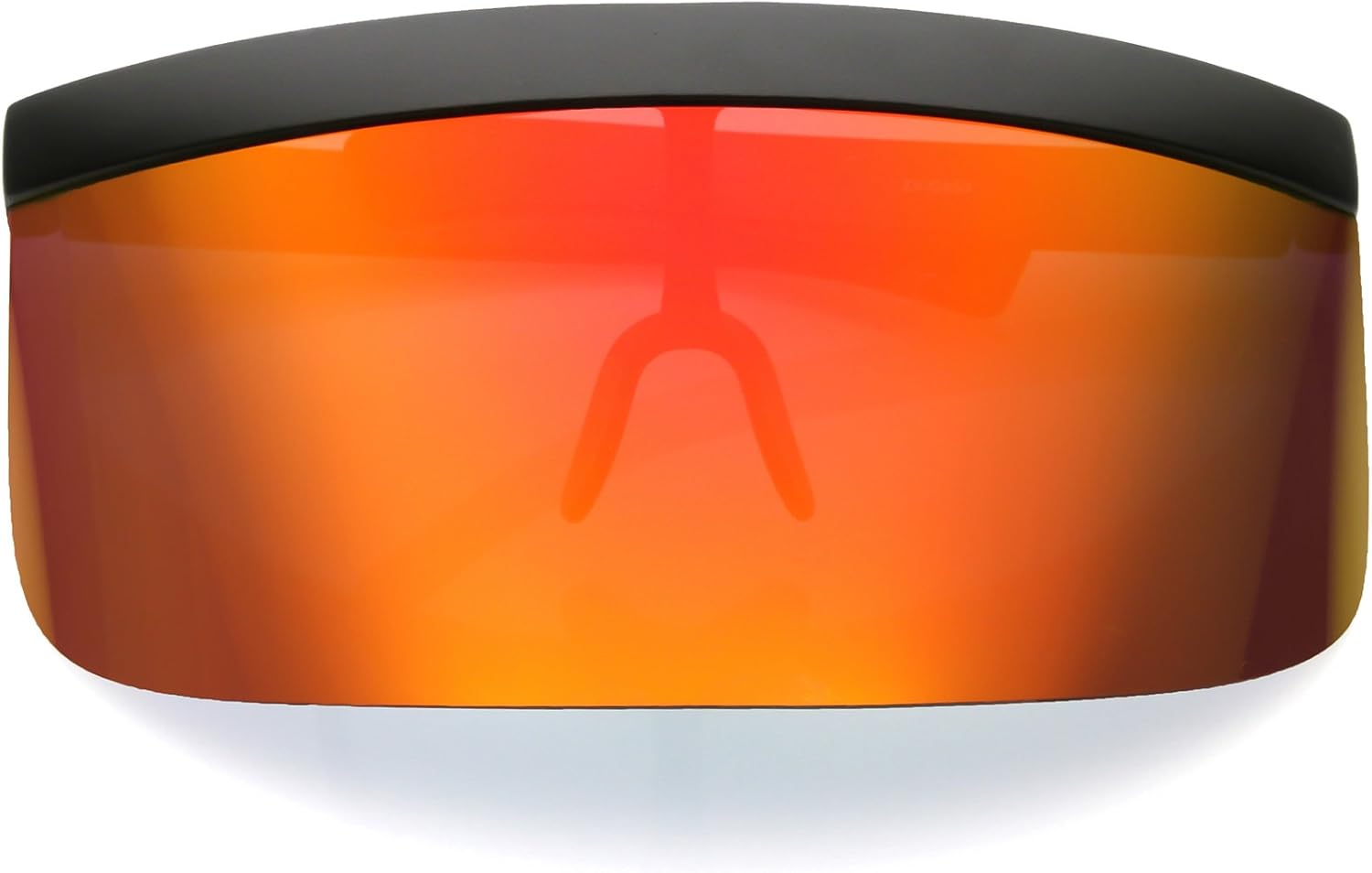 Futuristic Oversize Shield Visor Sunglasses Flat Top Mirrored Mono Lens 172mm (Red Orange Mirror)