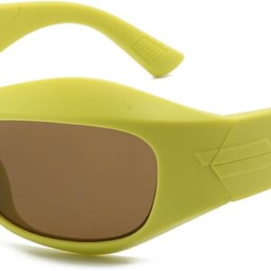 Futuristic Sunglasses, Punk Hip Hop Spicy Girl Instagram, Internet Celebrity, Sunglasses, Cross border Glasses for Men and Women (Avocado Green)