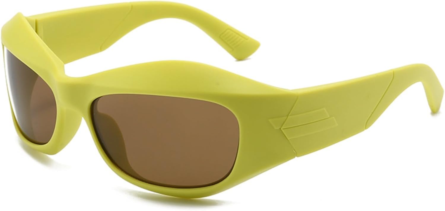 Futuristic Sunglasses, Punk Hip Hop Spicy Girl Instagram, Internet Celebrity, Sunglasses, Cross border Glasses for Men and Women (Avocado Green)