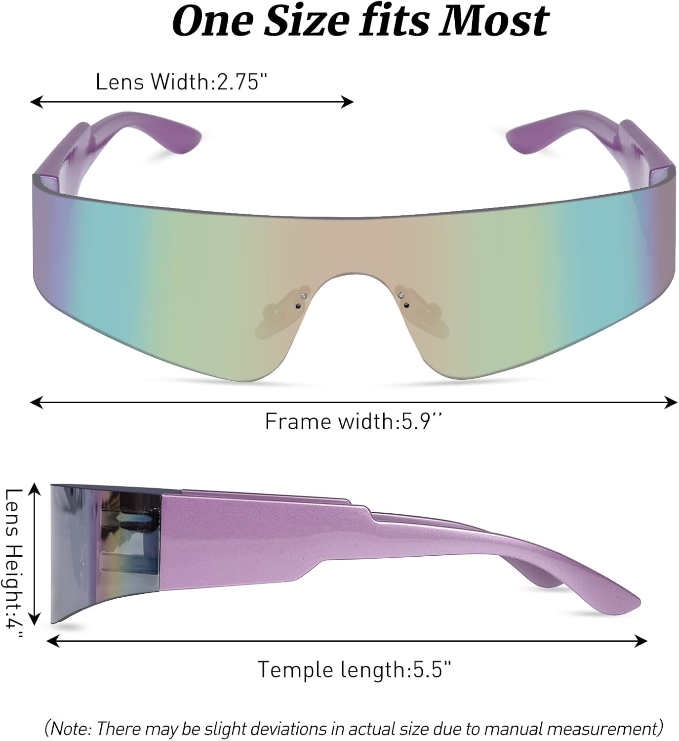 Futuristic Wrap Around Sunglasses Y2K Silver Trendy Rimless Glasses Cyberpunk Eyewear for Women Men Rave Party - Image 3