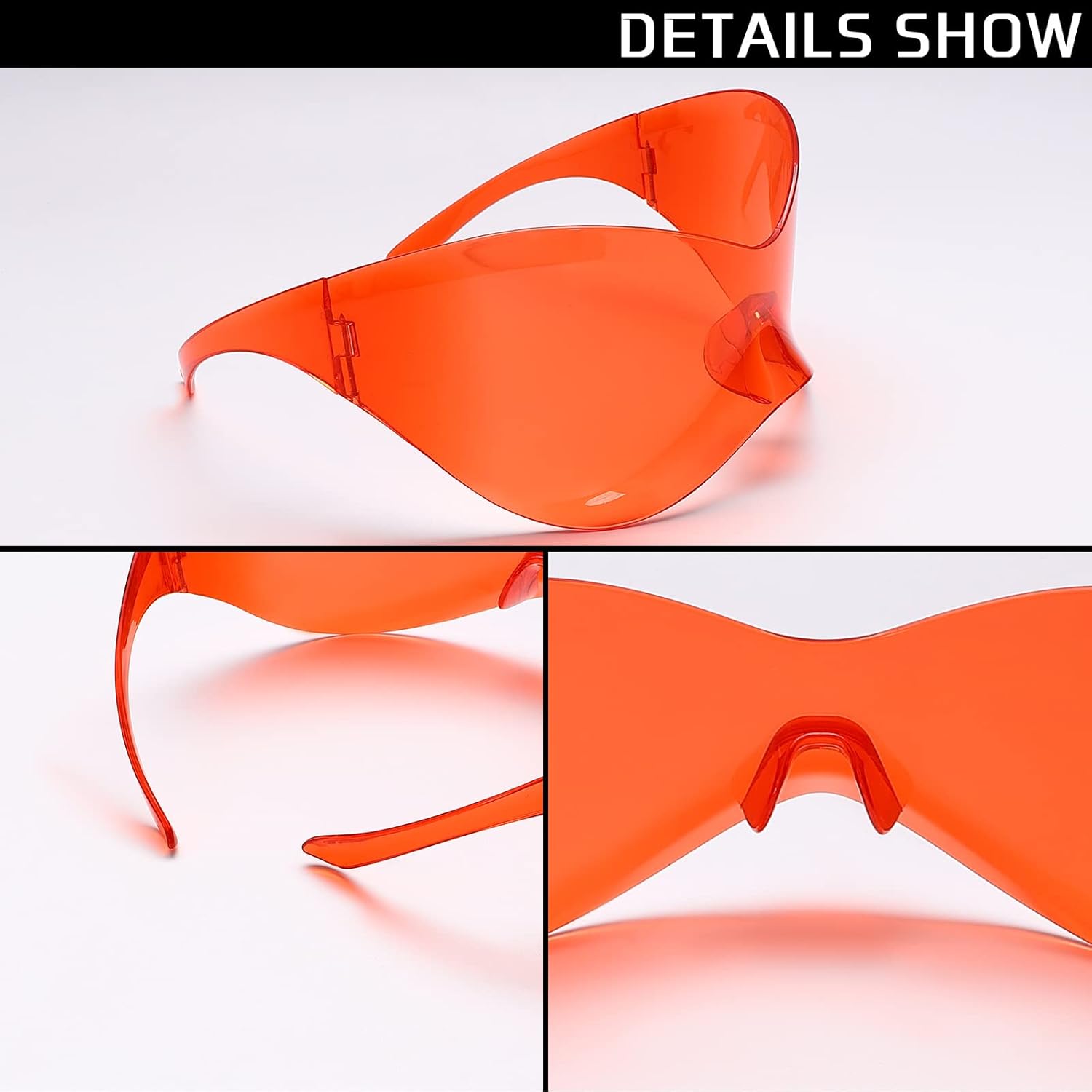 GUVIVI Futuristic Sunglasses for Men Women Oversized Wrap Around Shield Fashion Chic Mask Plastic Sun Glasses Shades - Image 4