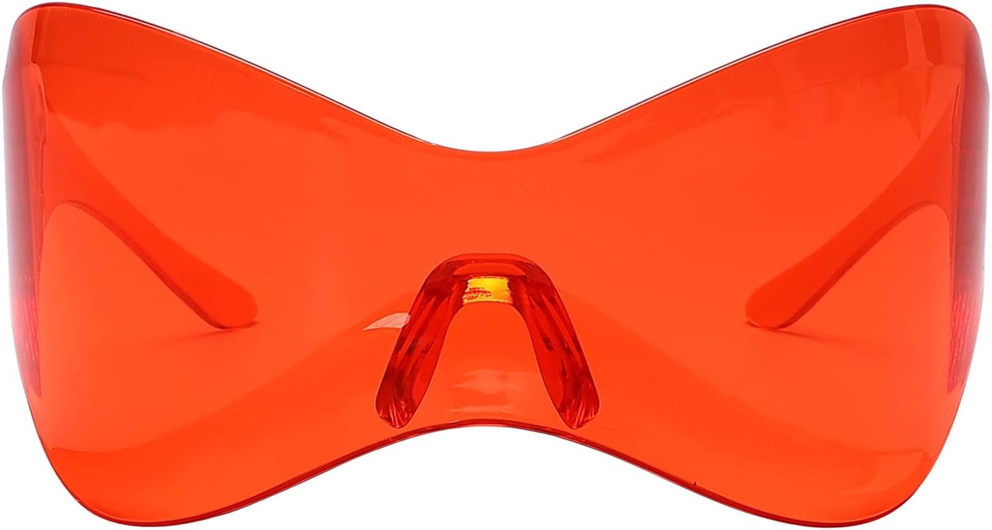 GUVIVI Futuristic Sunglasses for Men Women Oversized Wrap Around Shield Fashion Chic Mask Plastic Sun Glasses Shades