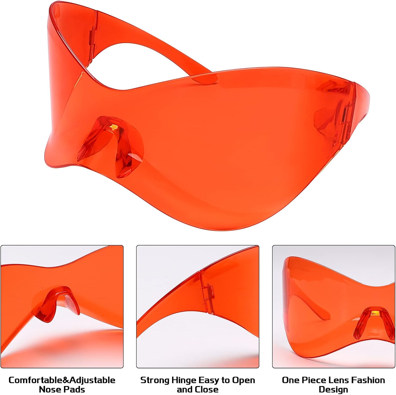 GUVIVI Futuristic Sunglasses for Men Women Oversized Wrap Around Shield Fashion Chic Mask Plastic Sun Glasses Shades - Image 3