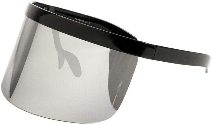 Half Rim Flat Top Oversized XXL Mono Shield Futuristic Wrap Face Visor Sunglasses