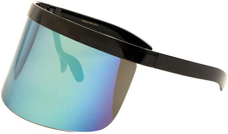 Half Rim Flat Top Oversized XXL Mono Shield Futuristic Wrap Face Visor Sunglasses - Image 2