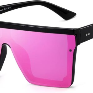 JIM HALO Flat Top Shield Sunglasses Square Mirror Rimless Glasses for Women Men