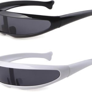 KFPH Futuristic Narrow Sunglasses Robot Space Rave Futuristic Glasses Personality Cosplay Cyclops Cool Glasses