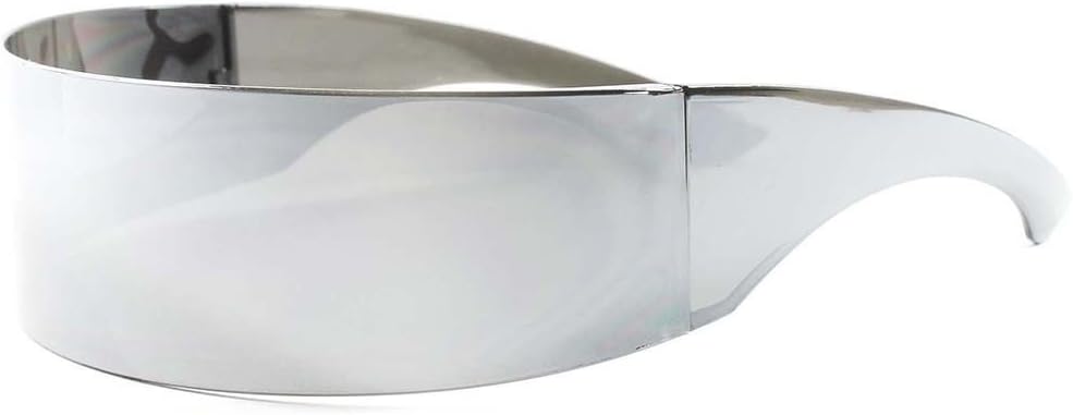 KISS Back to Future Inspired Costume Sci-Fi Futuristic Wrap Visor Sun Glasses, Chrome/Silver, Medium
