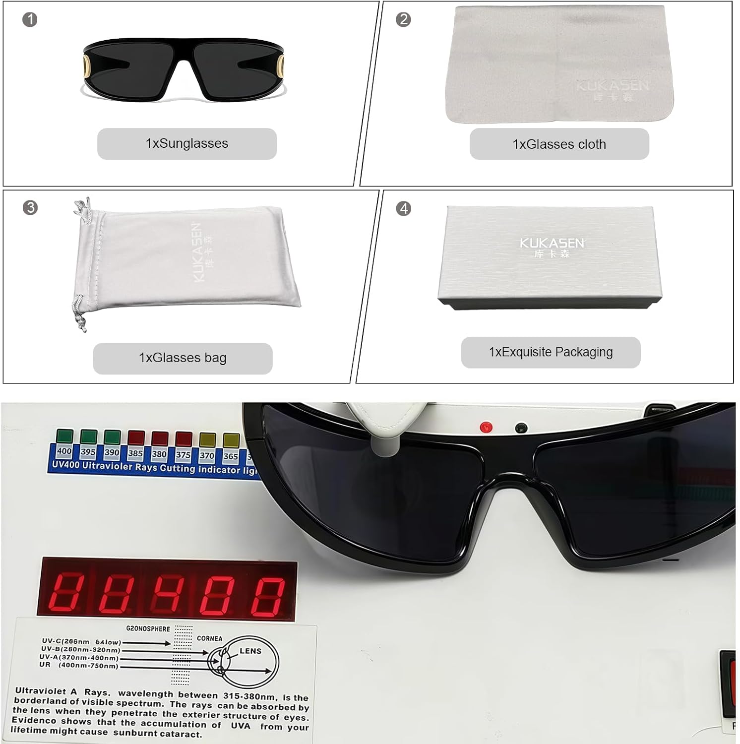 KUKASEN Y2K Sunglasses for Women and Men, Oversized Wrap Around Headband, UV400 Futuristic Visor Shades for Running, Cycling - Image 6